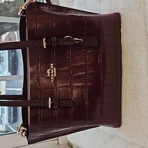 Coach Croc Mollie 25 Tote Merlot